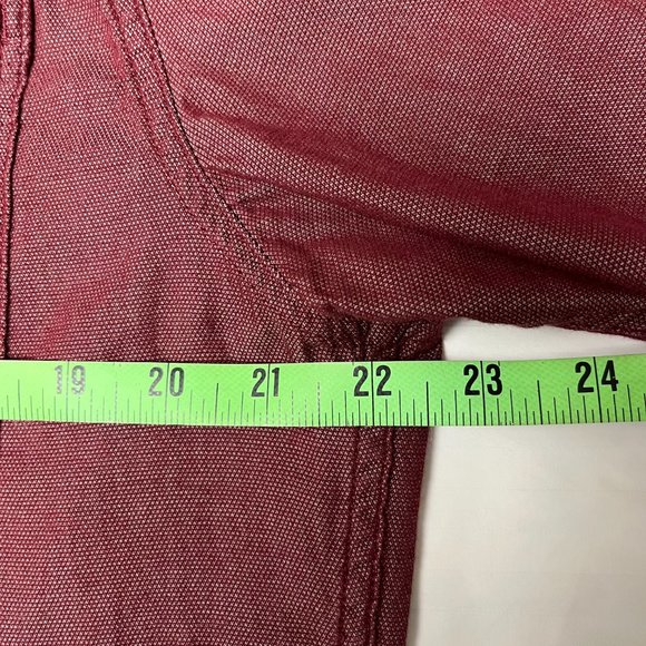 Rock & Republic Burgundy Button Up Long Sleeve Chambray Shirt Zip Pockets Size L - Picture 8 of 12